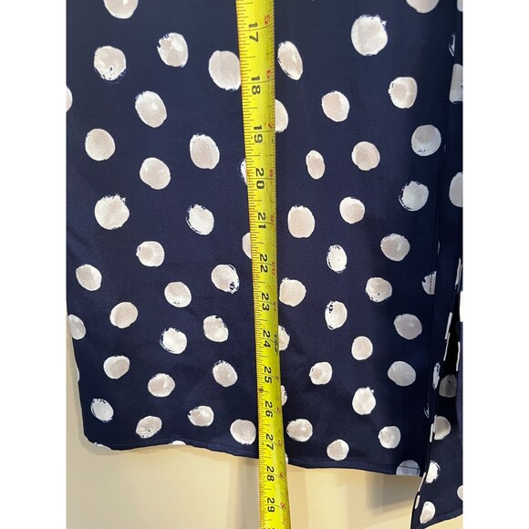 ST JOHN NAVY BLUE POLKA DOT Neck Tie Silk Blend Sleeveless BLOUSE TOP Size 14 - Picture 3 of 10
